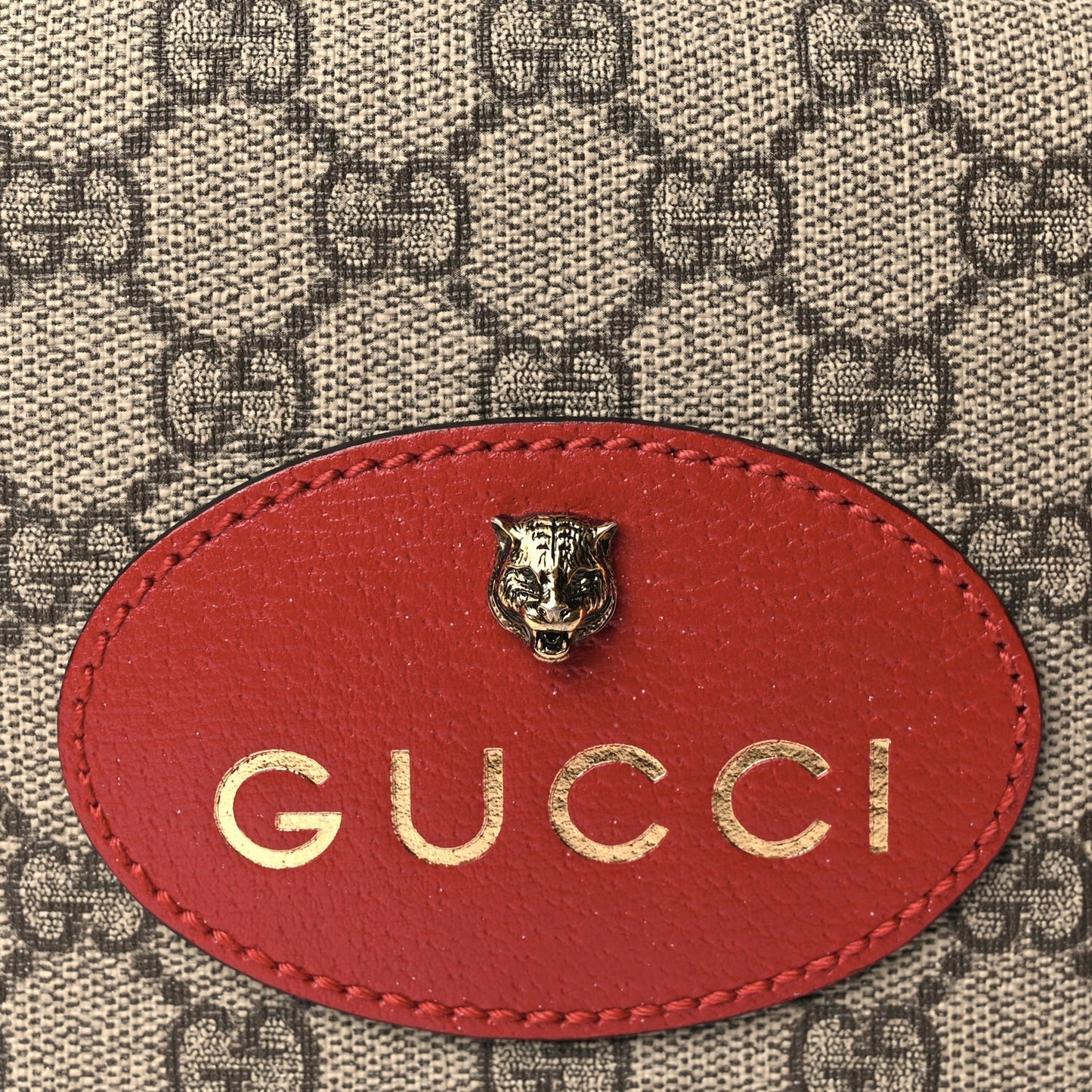 Gucci GG Supreme Monogram Web Neo   Shoulder Bag Beige Red