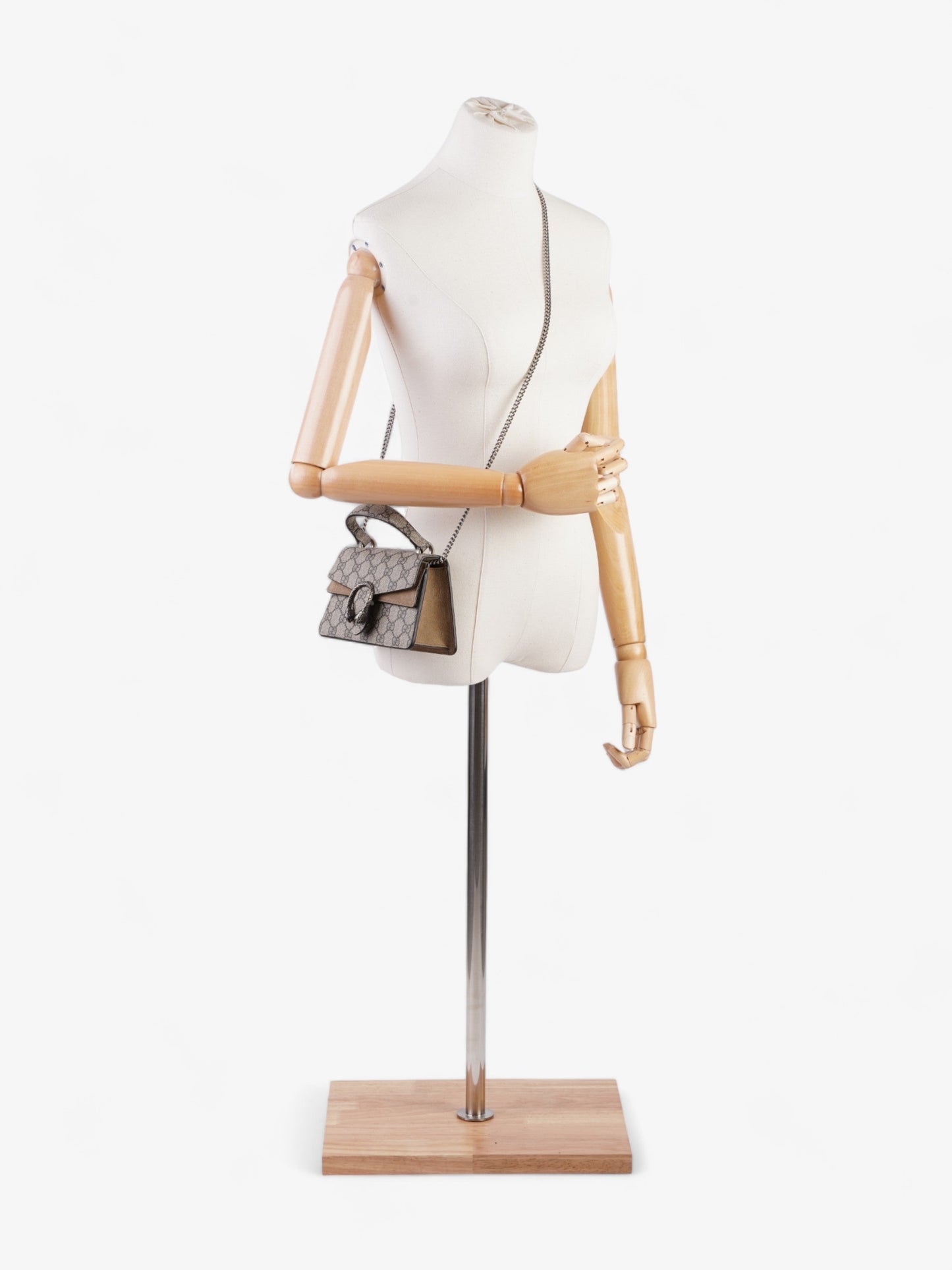 Gucci Mini Dionysus Top Handle Beige And Ebony GG Supreme Coated Canvas