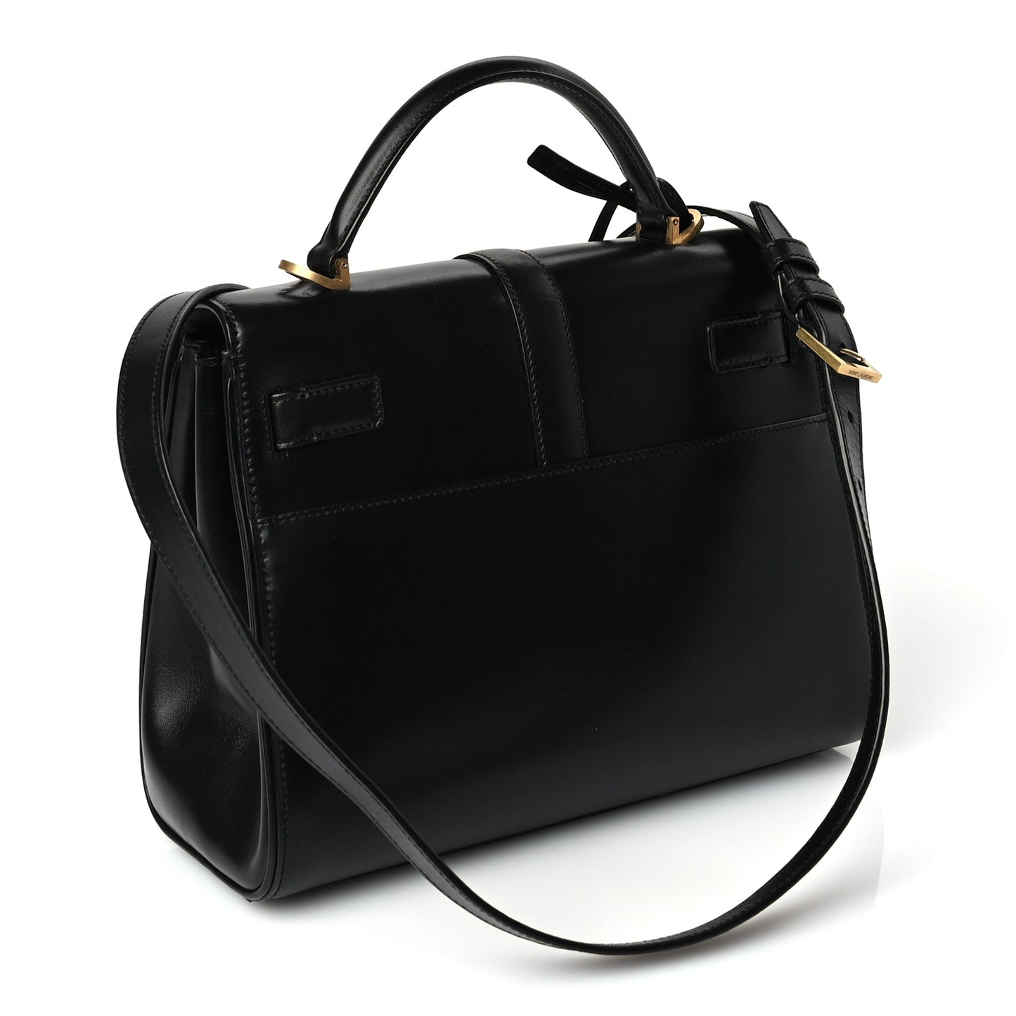 Saint Laurent Shiny Calfskin Le Fermoir Top Handle Bag Black