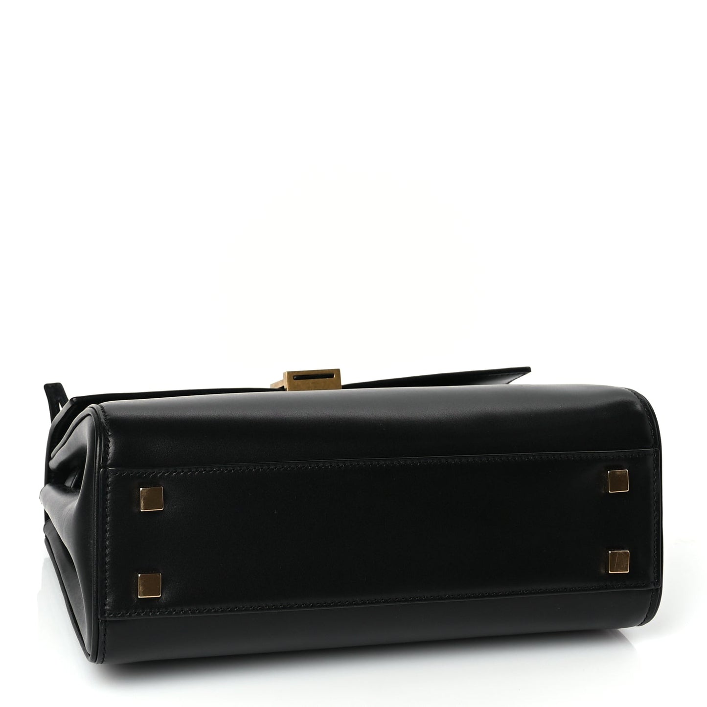 Saint Laurent Shiny Calfskin Le Fermoir Top Handle Bag Black