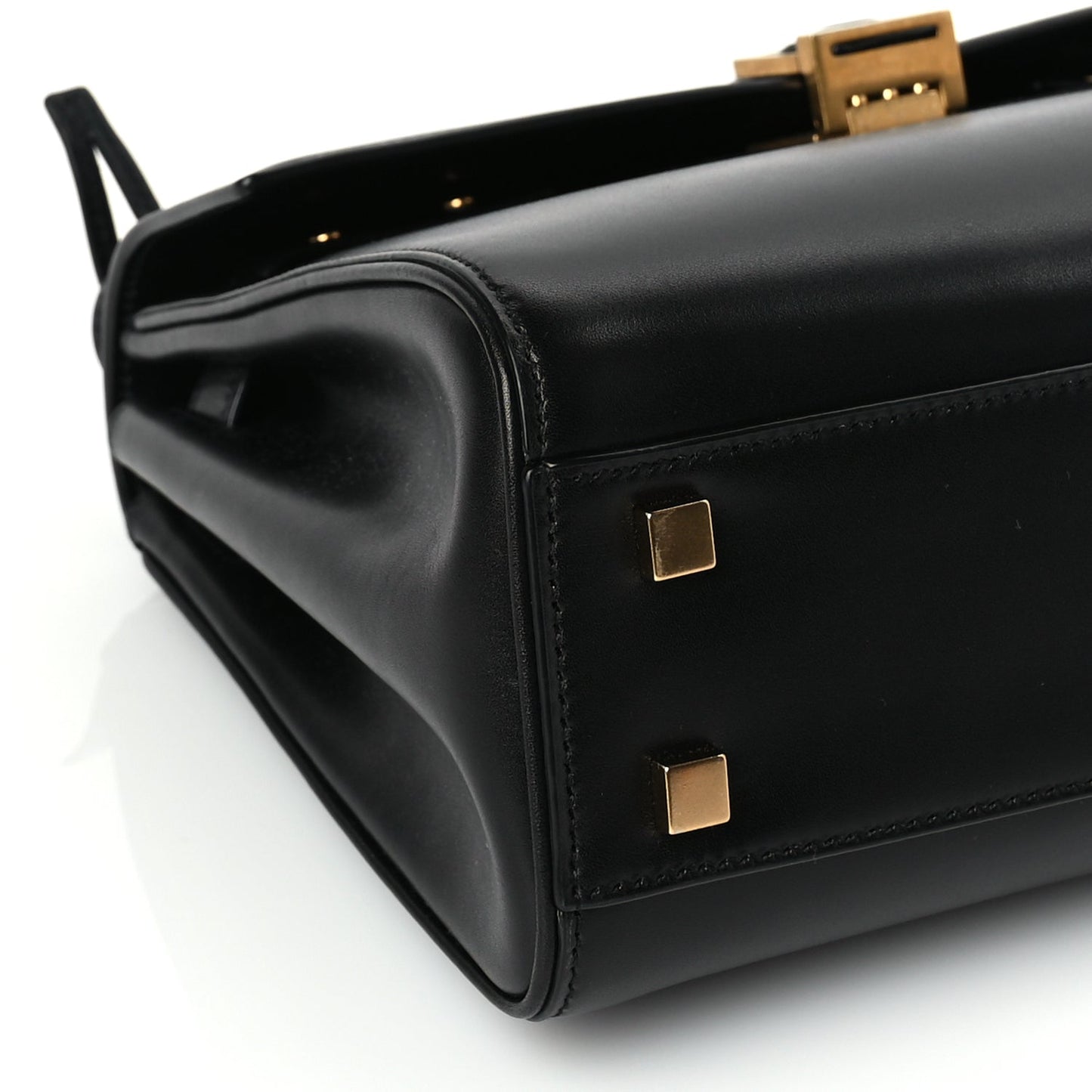 Saint Laurent Shiny Calfskin Le Fermoir Top Handle Bag Black