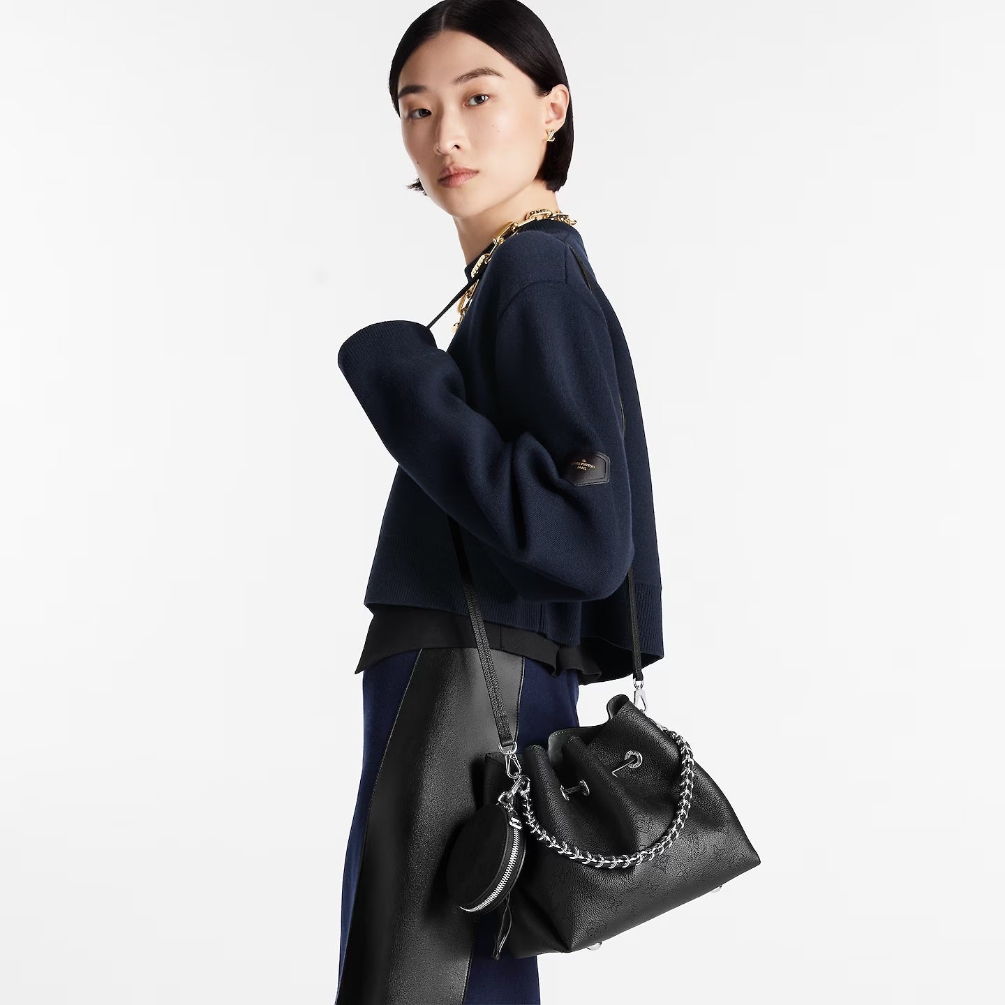 LOUIS VUITTON MAHINA LEATHER BELLA BUCKET BAG
