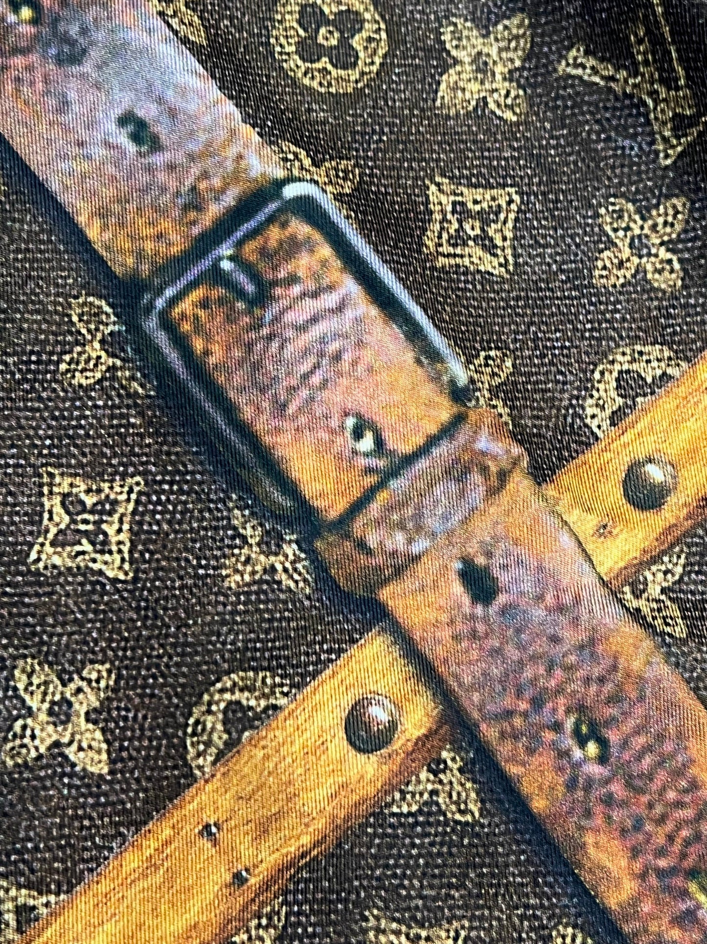 LOUIS VUITTON WOOL SILK TRUNK PRINT CREWNECK SWEATER