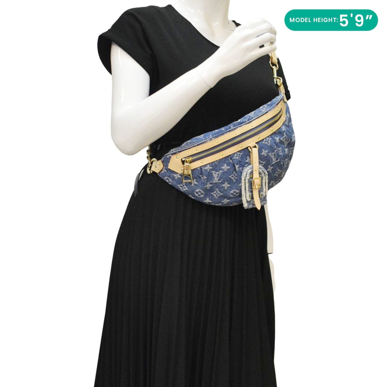 LOUIS VUITTON High Rise Monogram Denim Bumbag Blue