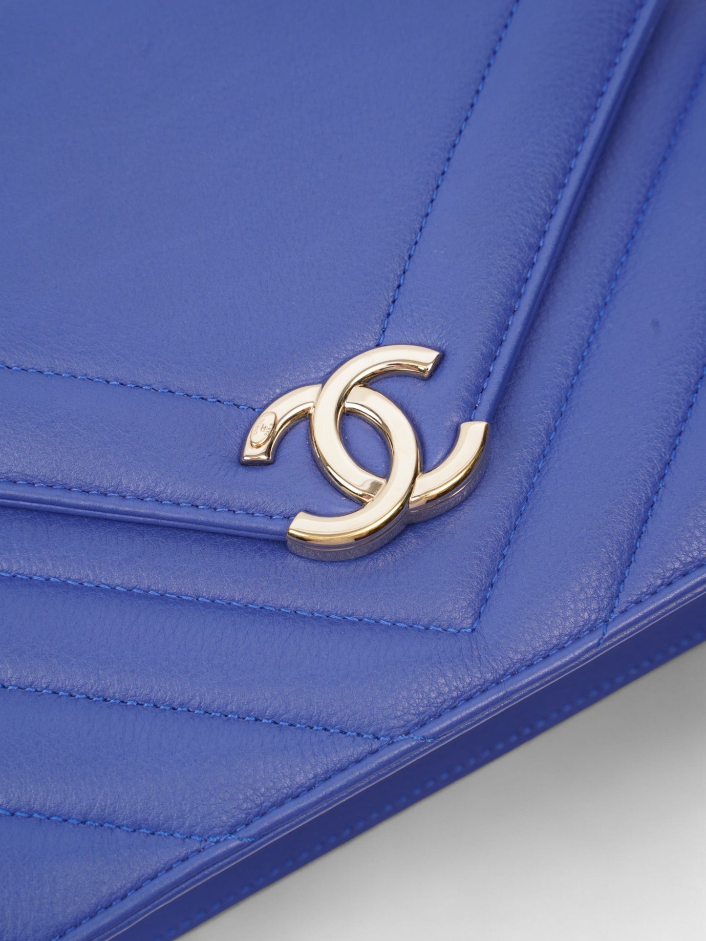 Chanel Envelope Flap Bag Blue Calfskin Leather