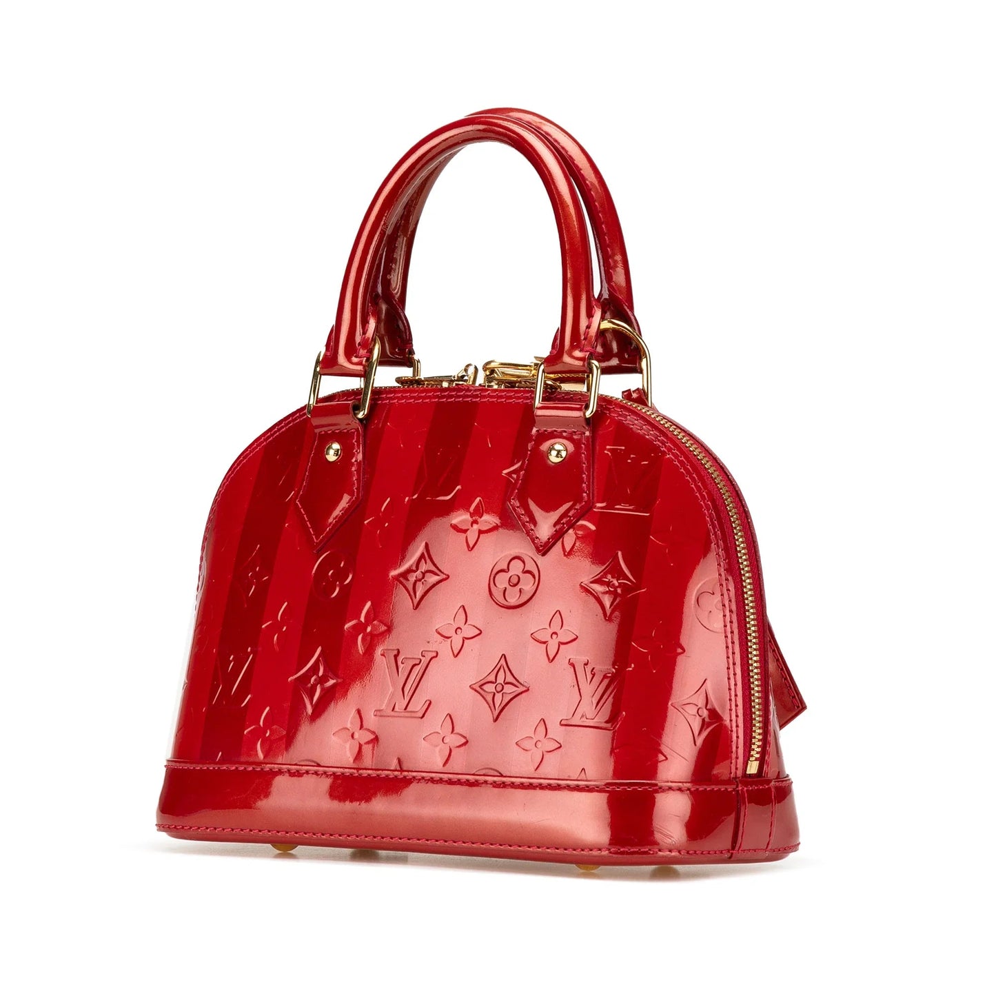 Red Louis Vuitton Monogram Vernis Rayures Alma BB Satchel