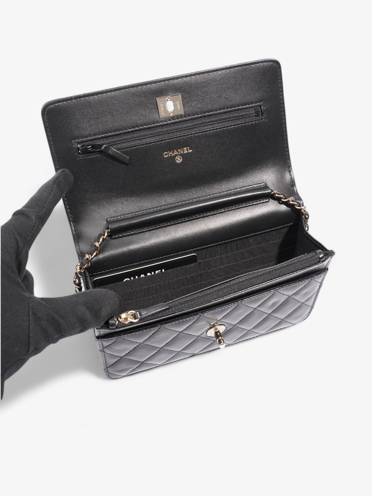 Chanel O Mini Bag Black Lambskin Leather