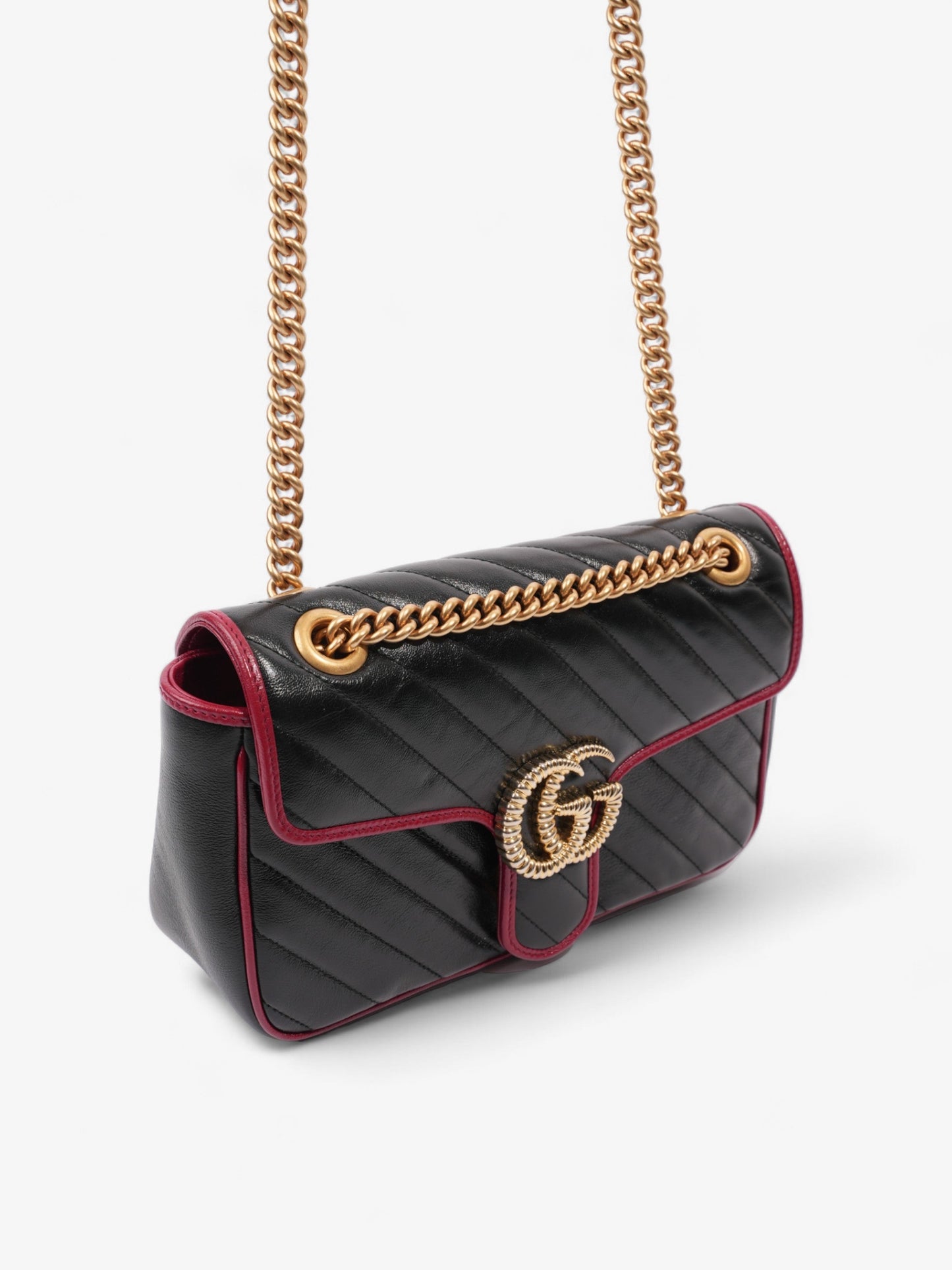 Gucci GG Marmont Flap Black / Red Leather Small
