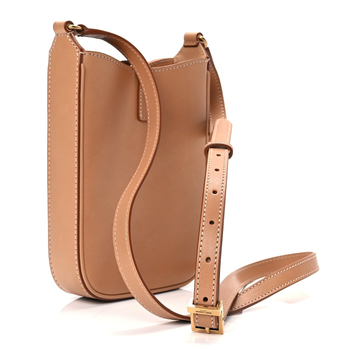 Saint Laurent Smooth Calfskin Le 5 A 7 Vertical Hobo Brown Gold