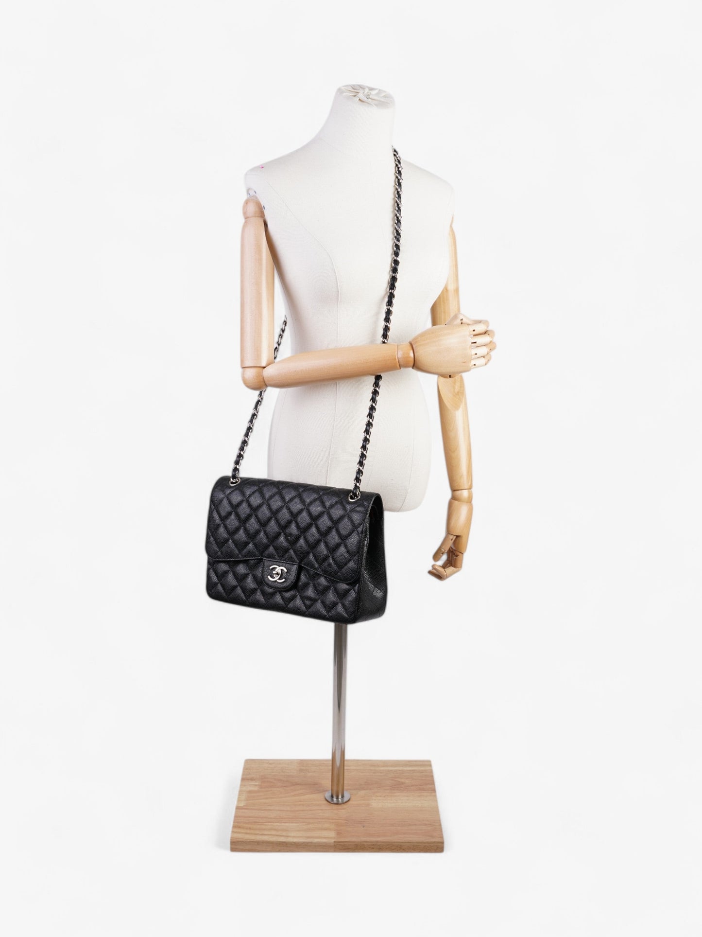 Chanel Classic Double Flap Black Caviar Leather Jumbo