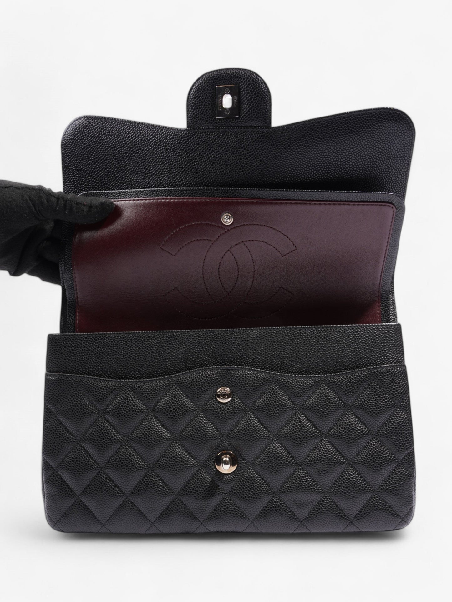 Chanel Classic Double Flap Black Caviar Leather Jumbo