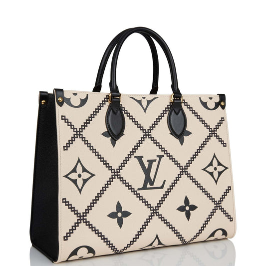 Louis Vuitton Black and Cream Empreinte Giant Monogram OnTheGo MM Tote