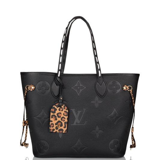 Louis Vuitton Black Wild At Heart Giant Monogram Empreinte Neverfull MM Tote