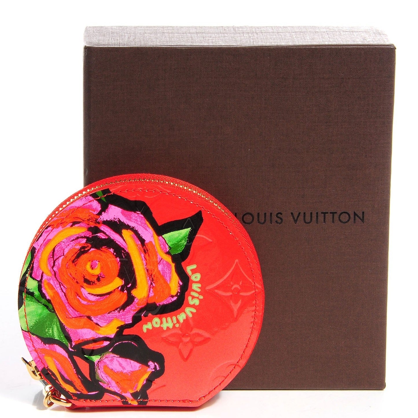 Louis Vuitton Vernis Roses Chapeau Coin Purse Orange Sunset