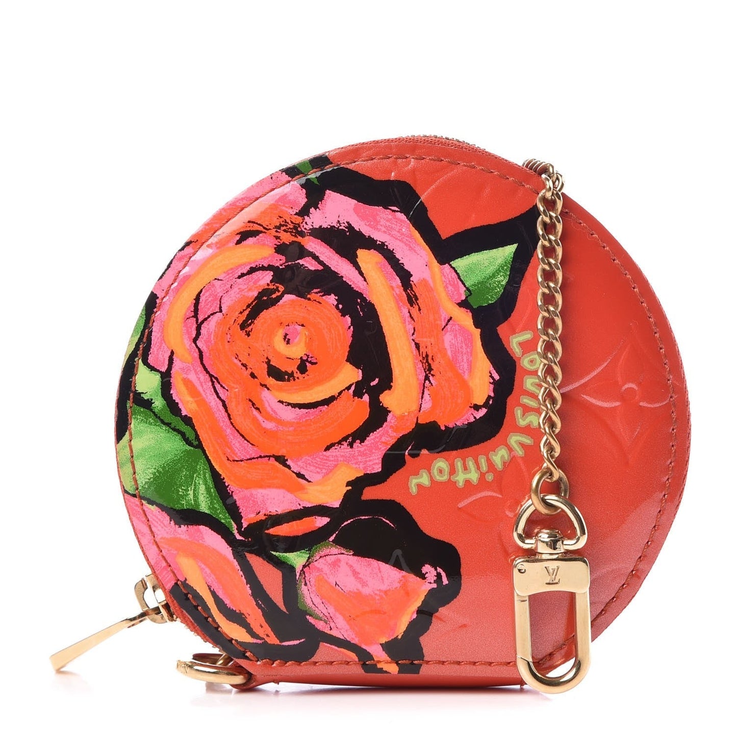 Louis Vuitton Vernis Roses Chapeau Coin Purse Orange Sunset