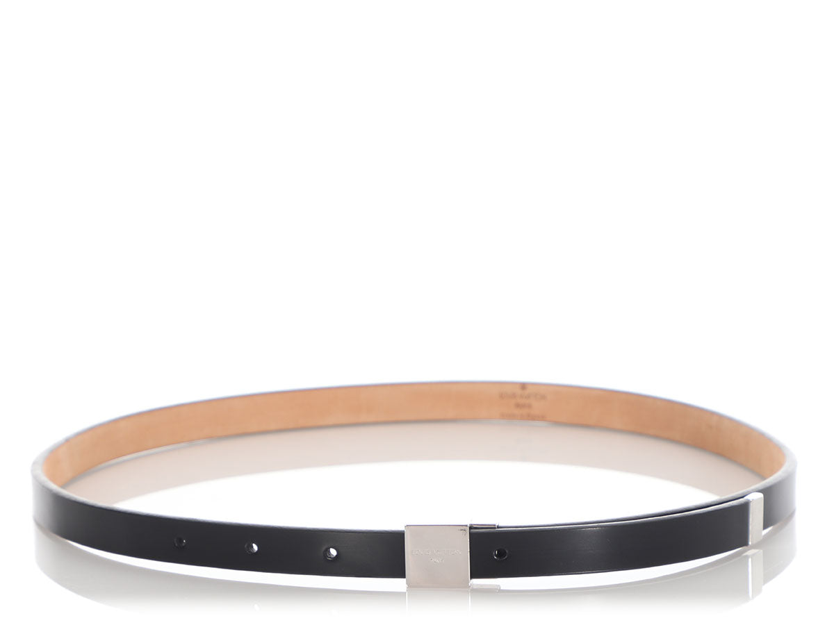 Louis Vuitton Black Leather Ceinture Carre Belt