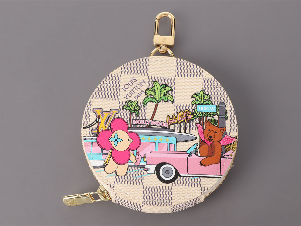Louis Vuitton Damier Azur Christmas Round Coin Purse Bag Charm