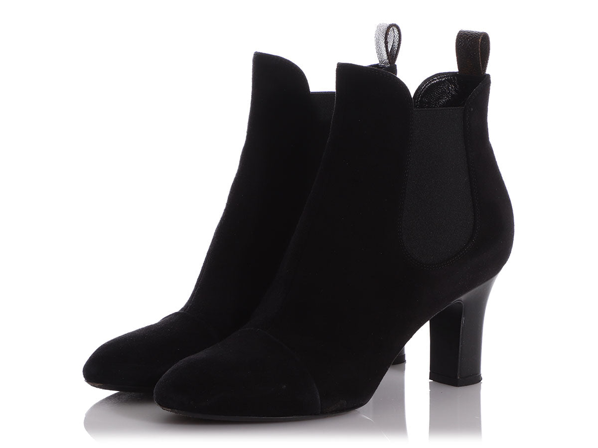 Louis Vuitton Black Suede Uniform Ankle Boots