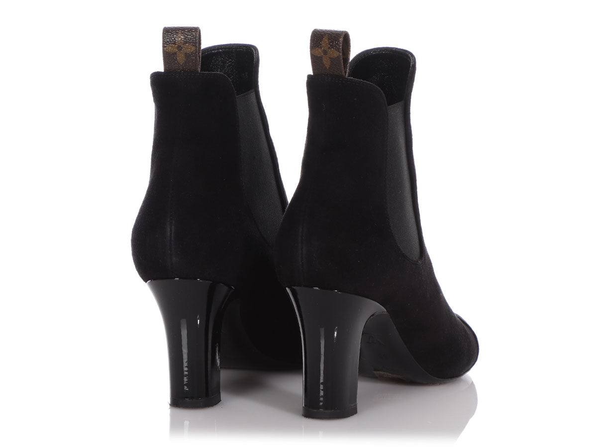 Louis Vuitton Black Suede Uniform Ankle Boots