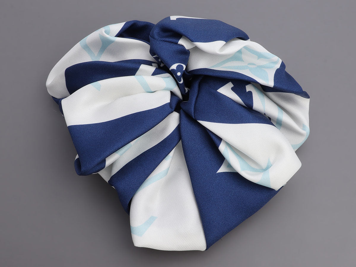 Louis Vuitton Blue and White Monogram Silk Scrunchie