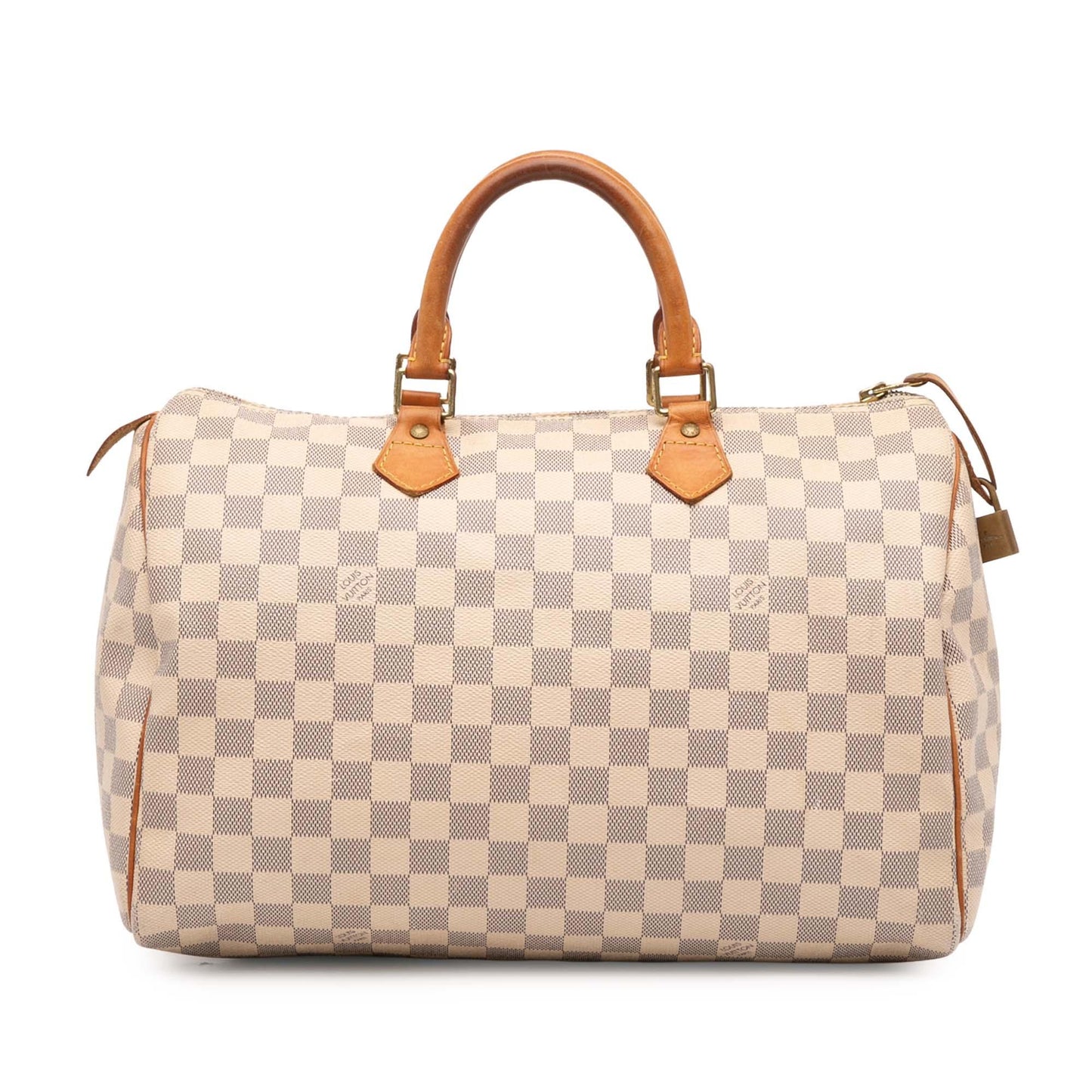 White Louis Vuitton Damier Azur Speedy 35 Boston Bag