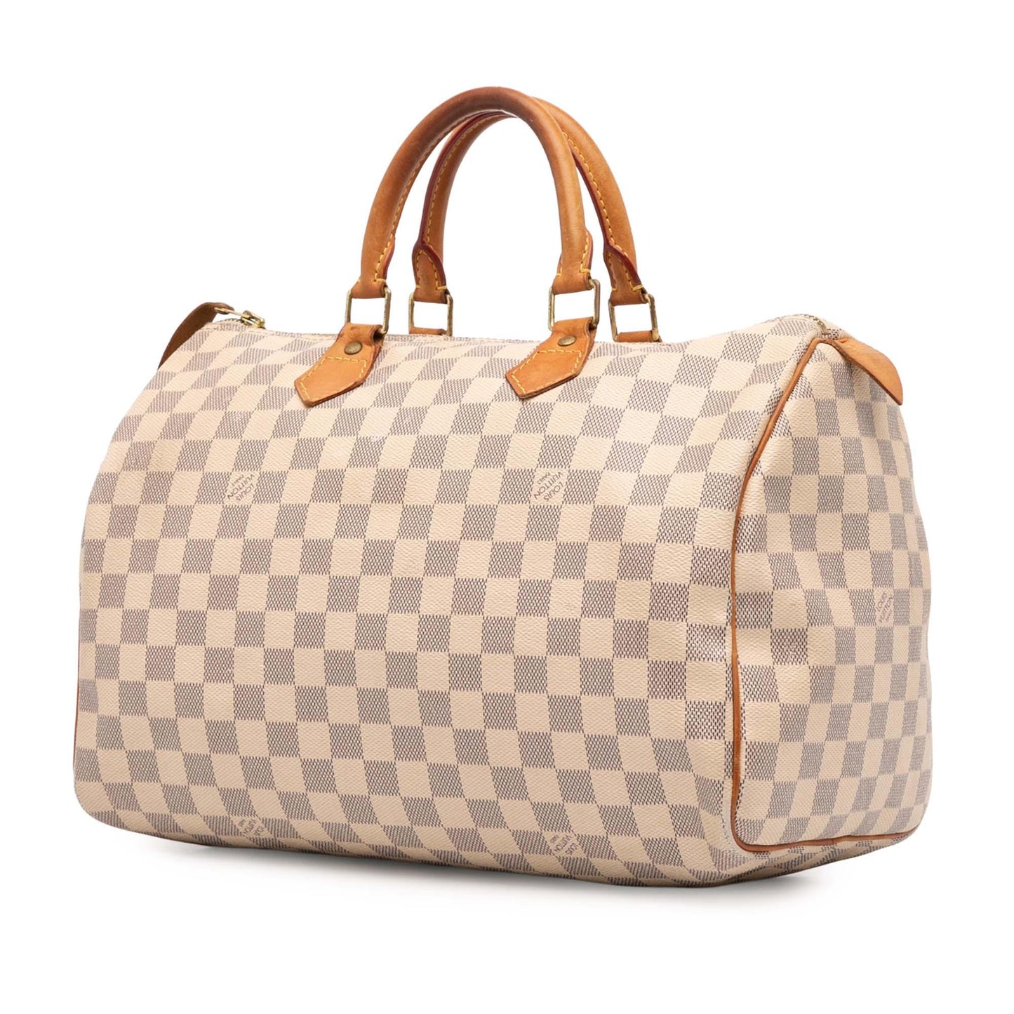White Louis Vuitton Damier Azur Speedy 35 Boston Bag