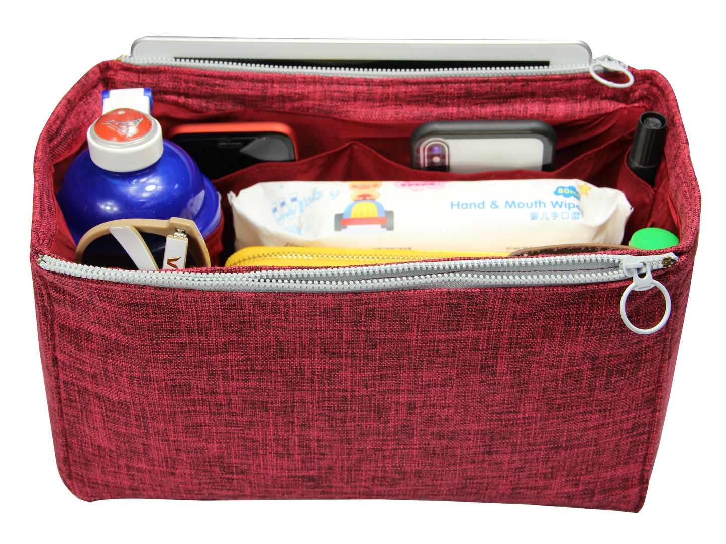 [Prada Double Bag Large] Waterproof Linen Bag Organizer - Customized Purse Insert, Tote Liner Protector, Handbag Organiser (Type D)