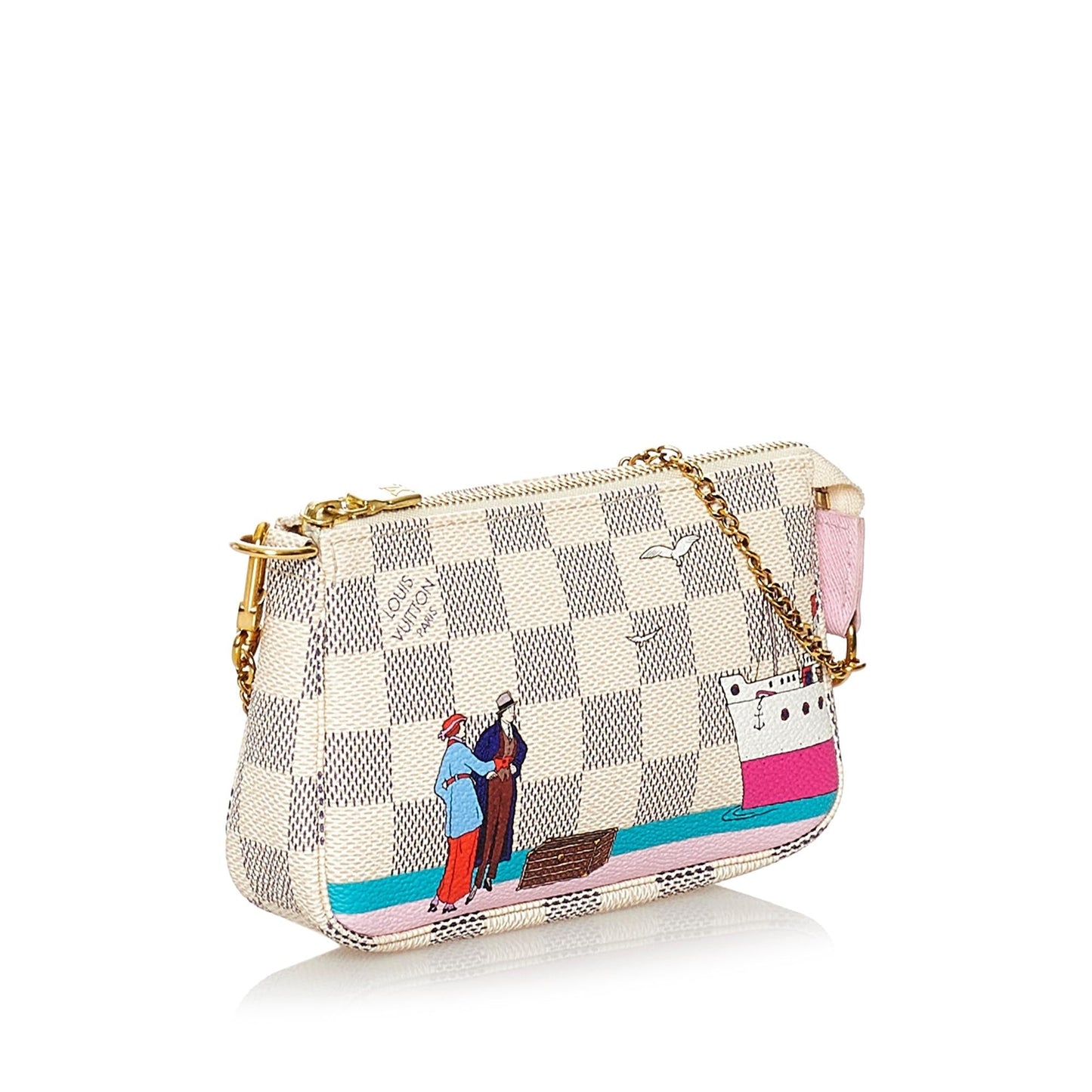 Louis Vuitton Damier Azur Pochette Accessories Illustre Transatlantic (SHG-32270)