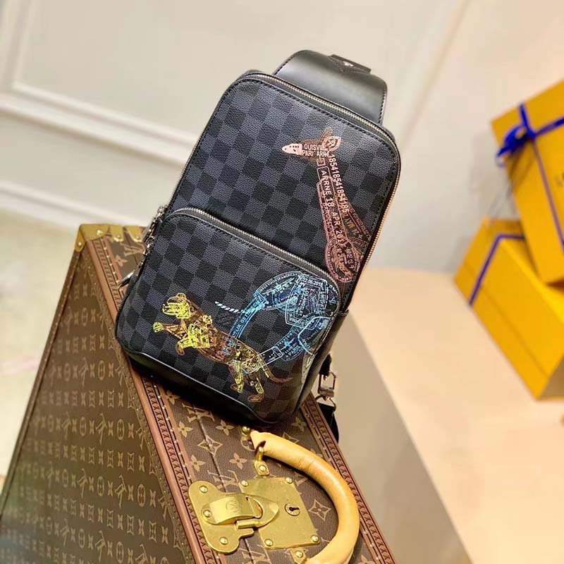 Louis Vuitton LV Unisex Avenue Sling Bag Damier Graphite Coated Canvas