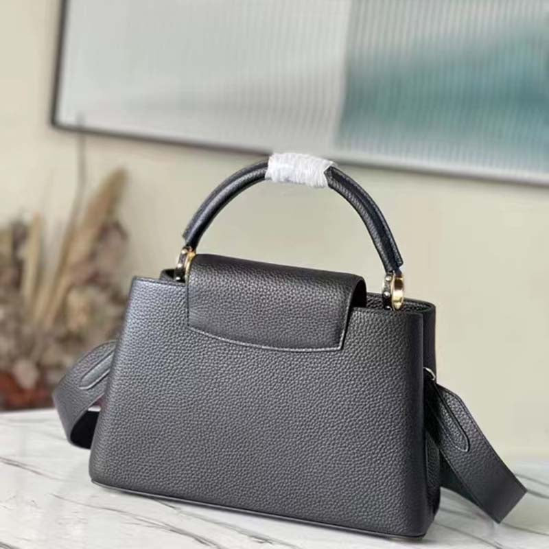 Louis Vuitton LV Women Capucines BB Handbag Black Taurillon Cowhide Leather