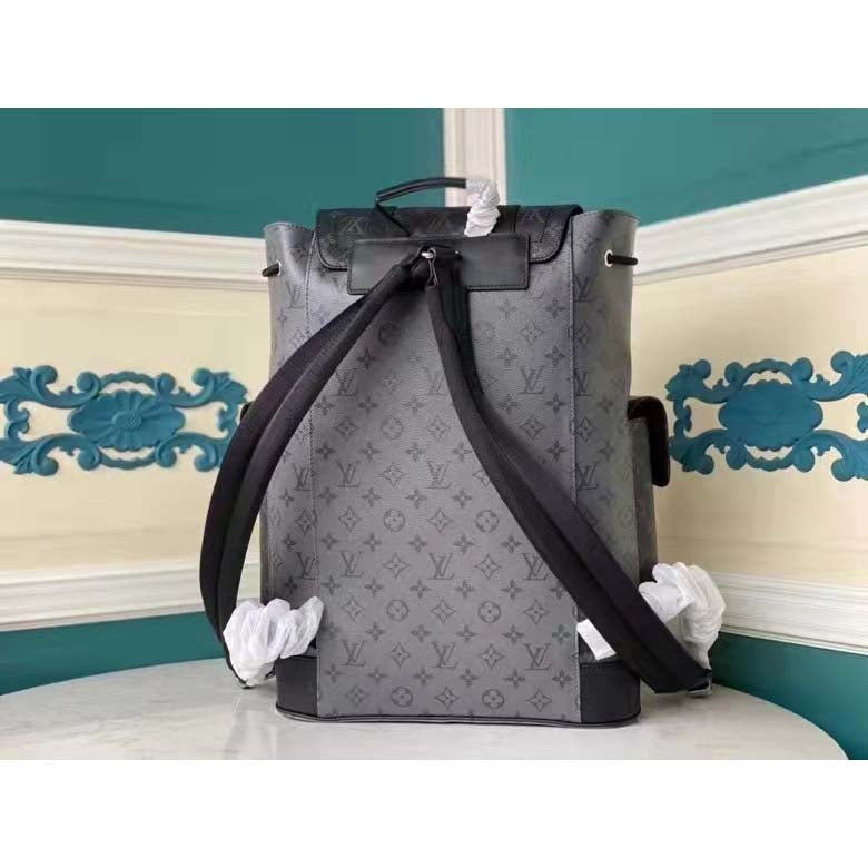 Louis Vuitton LV Unisex Christopher PM Backpack Grey Monogram Eclipse Coated Canvas
