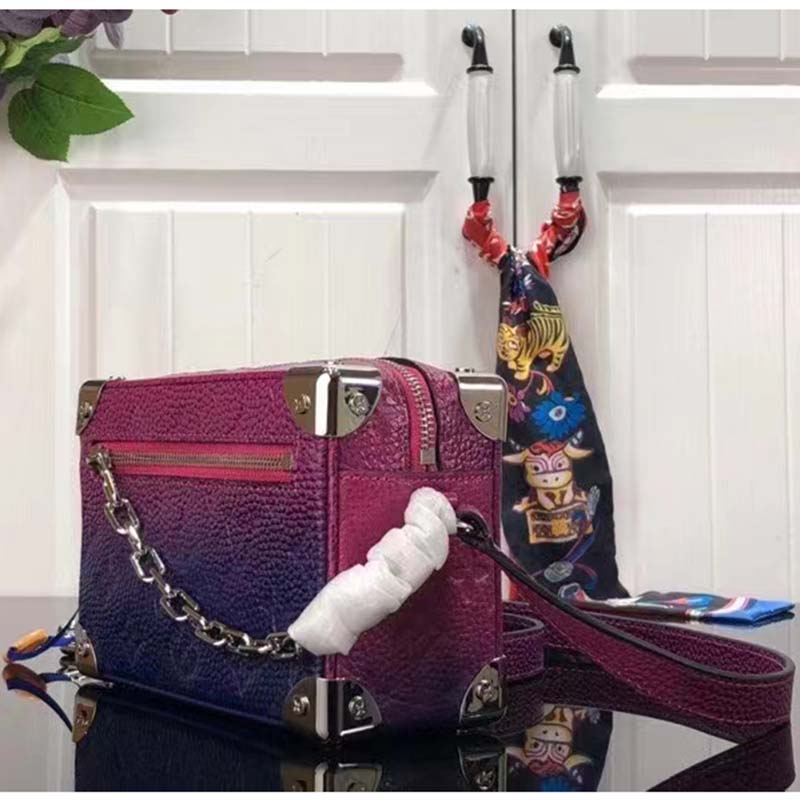 Louis Vuitton LV Unisex Mini Soft Trunk Blue Pink Taurillon Cowhide Leather Handbag