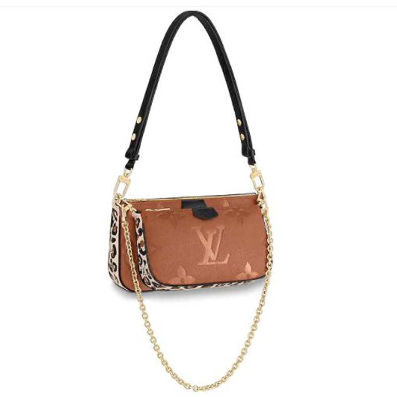 Louis Vuitton LV Unisex Multi Pochette Accessoires Black Embossed Supple Grained Cowhide Clutch