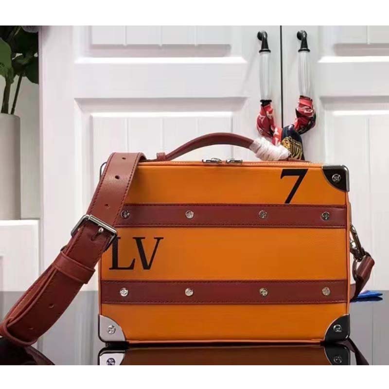 Louis Vuitton LV Unisex NBA Handle Soft Trunk No. 7 Saffron Cowhide Calf Handbag