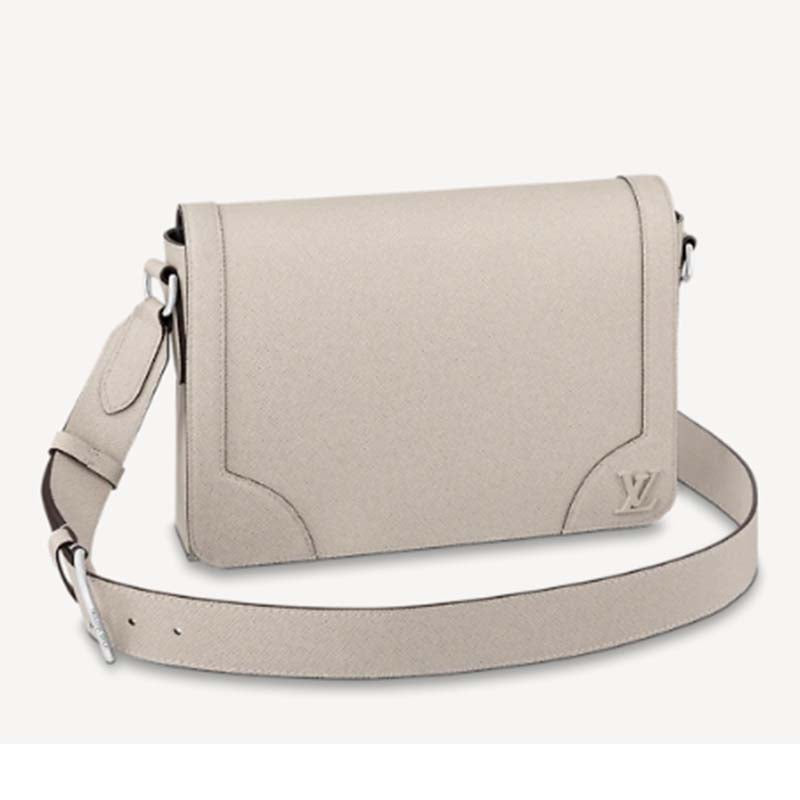 Louis Vuitton LV Unisex New Flap Messenger Beige Taiga Cowhide Leather Handbag