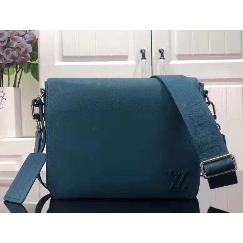 Louis Vuitton LV Unisex New Messenger Blue Aerogram Cowhide Leather Textile Lining Handbag