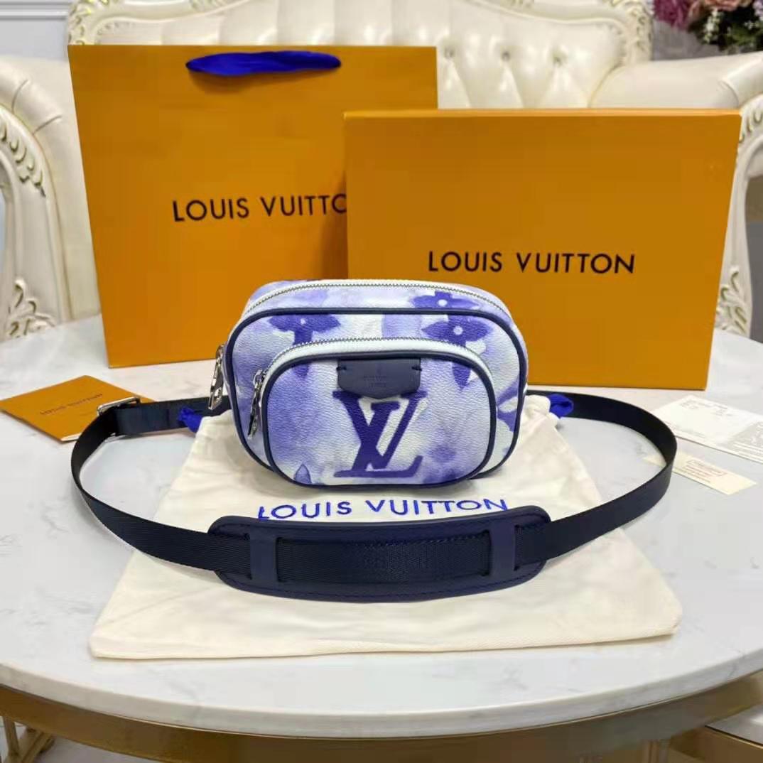 Louis Vuitton LV Unisex Outdoor Pouch Monogram Watercolor Blue Coated Canvas Clutch