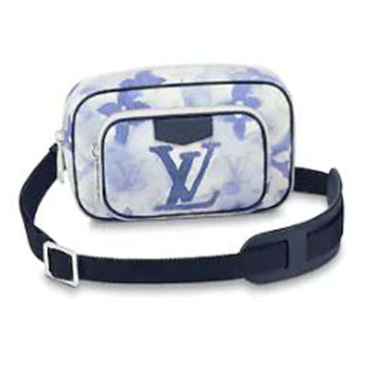Louis Vuitton LV Unisex Outdoor Pouch Monogram Watercolor Blue Coated Canvas Clutch