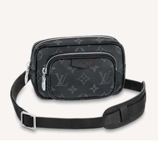 Louis Vuitton LV Unisex Outdoor Pouch Taigarama Noir Black Coated Canvas Cowhide Leather Clutch