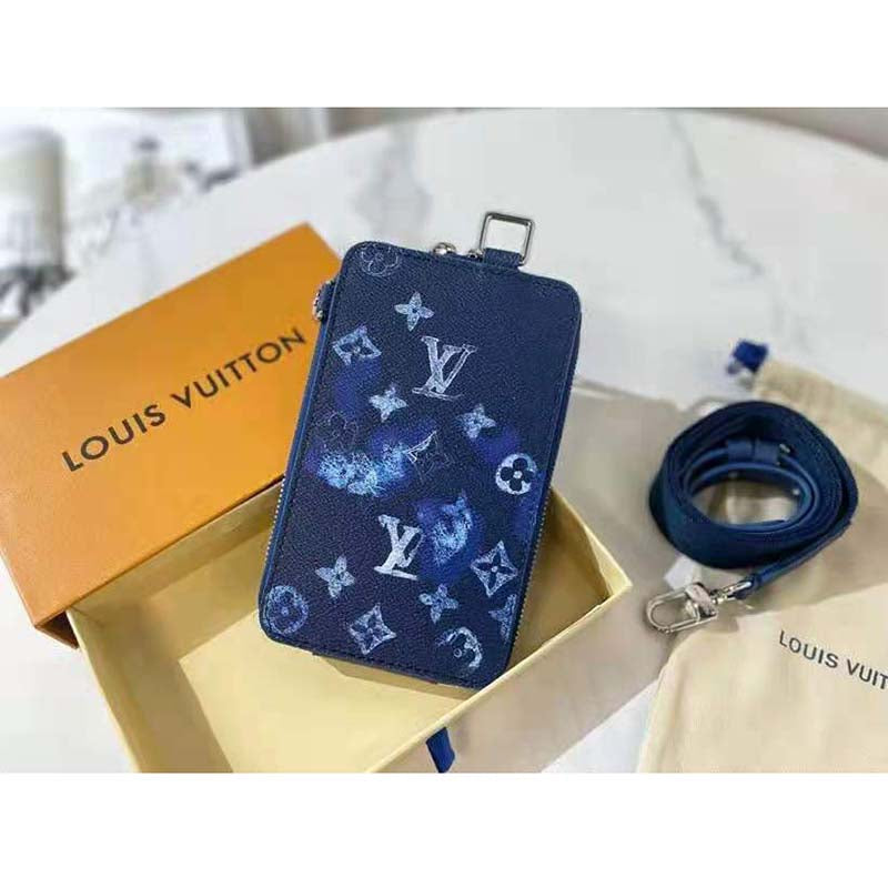 Louis Vuitton LV Unisex Phone Pouch Ink Watercolor Cowhide Leather Clutch