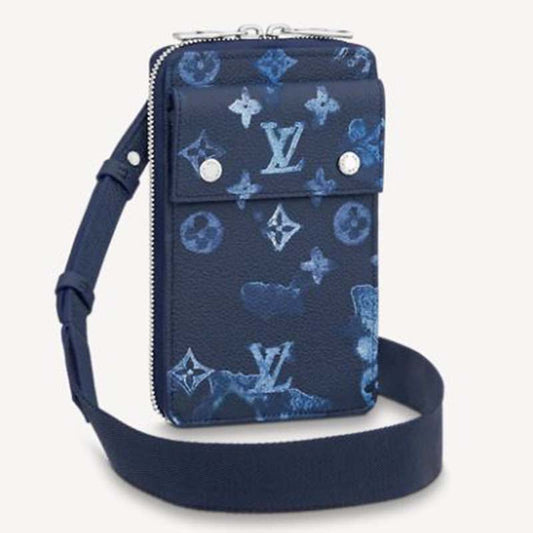 Louis Vuitton LV Unisex Phone Pouch Ink Watercolor Cowhide Leather Clutch