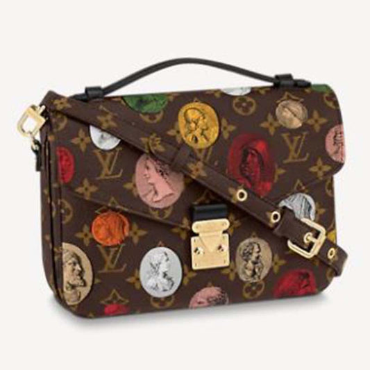 Louis Vuitton LV Unisex Pochette Metis Monogram Cameo Printed Canvas Cowhide Leather Clutch