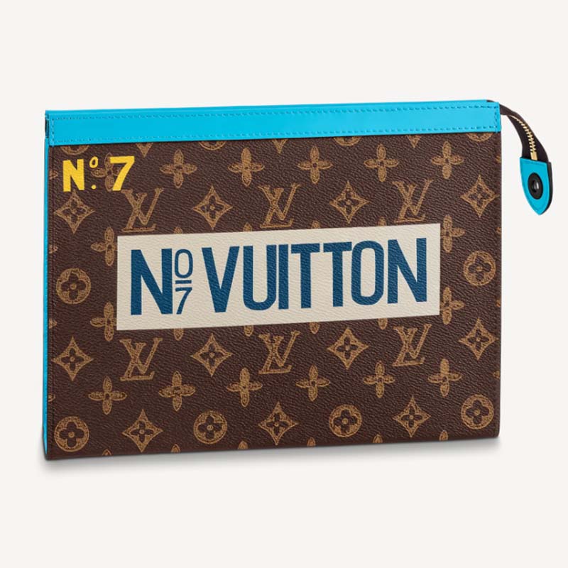 Louis Vuitton LV Unisex Pochette Voyage Monogram Coated Canvas Cowhide Leather Clutch