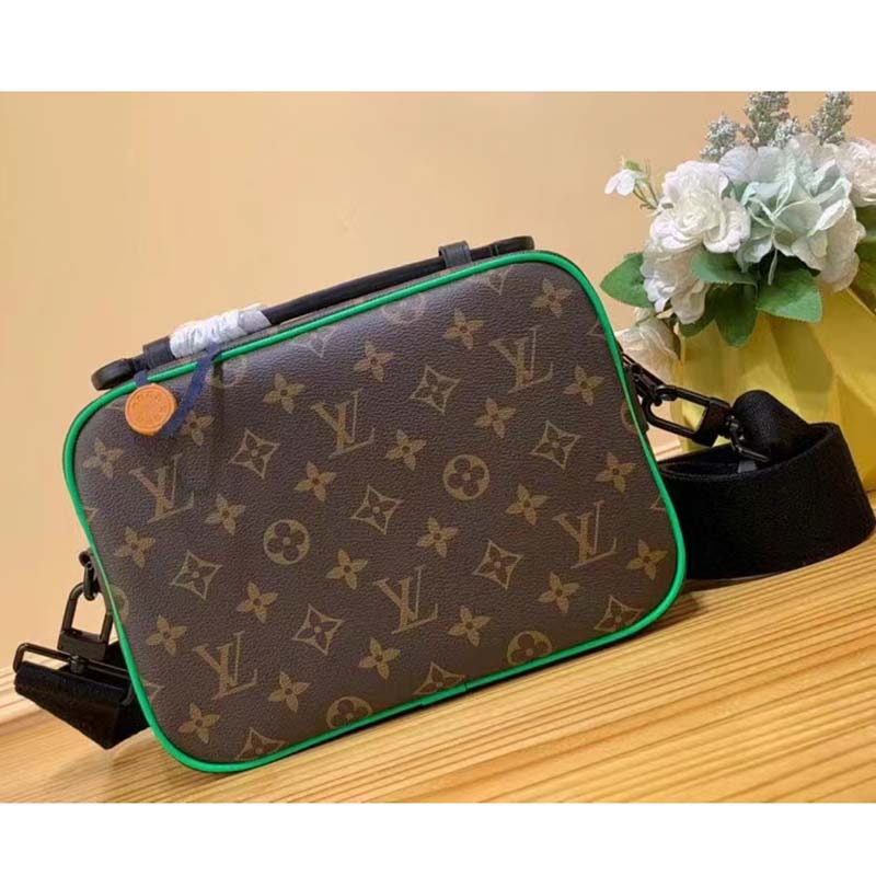 Louis Vuitton LV Unisex S Lock Messenger Brown Monogram Macassar Coated Canvas Handbag