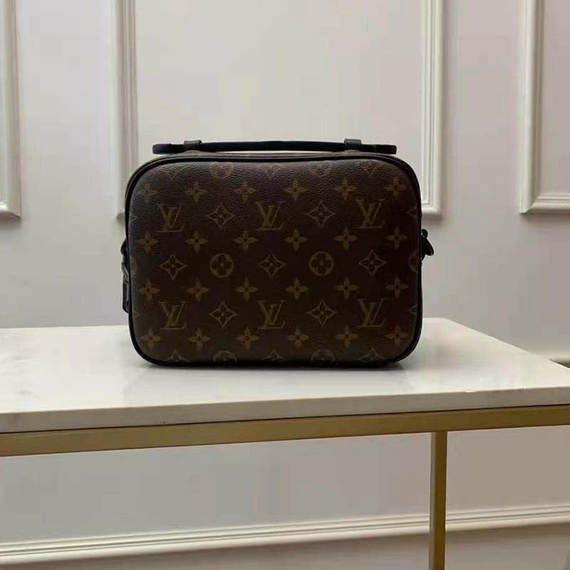 Louis Vuitton LV Unisex S Lock Messenger in Brown Monogram Macassar Coated Canvas Handbag