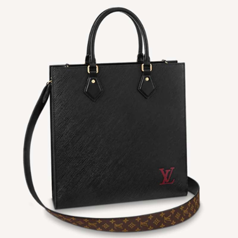Louis Vuitton LV Unisex Sac Plat PM Black Epi Grained Cowhide Leather Handbag