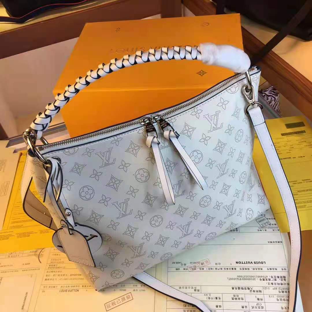 Louis Vuitton LV Women Beaubourg Hobo Bag Snow White Mahina Perforated Calf Leather