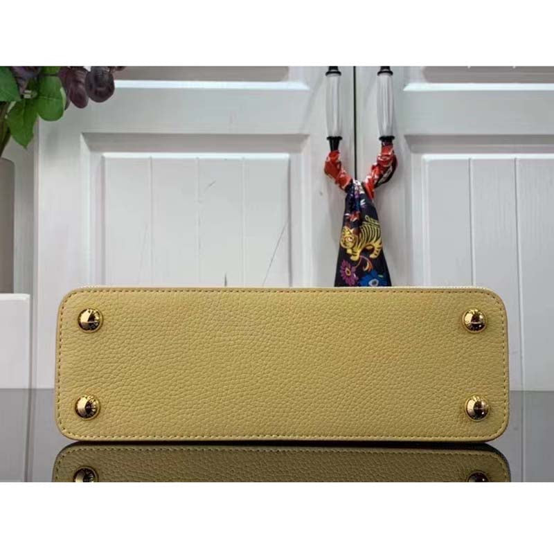 Louis Vuitton LV Women Capucines BB Handbag Yellow Taurillon Leather Canvas