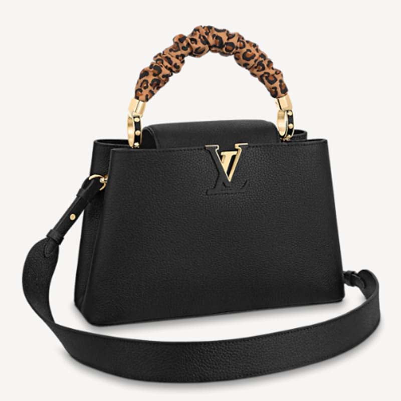 Louis Vuitton LV Women Capucines MM Black Taurillon Cowhide Leather Handbag