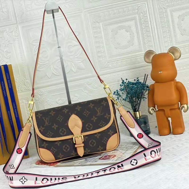 Louis Vuitton LV Women Diane Satchel Brown Monogram Coated Canvas Textile Lining Handbag